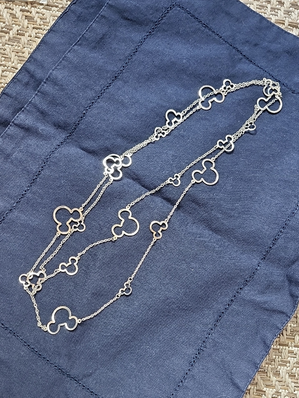 Disney Parks Silver Mickey Motif Long Necklace